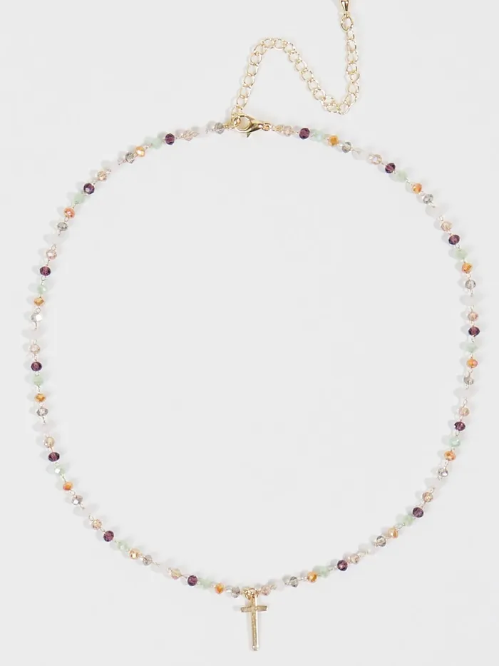 Dainty Colorful Beaded Cross Choker Necklace Naturalmulti Women Altar039d State Jewelry