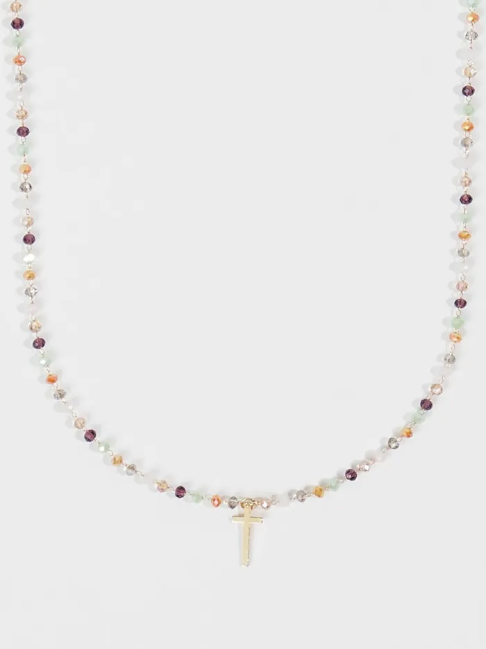 Dainty Colorful Beaded Cross Choker Necklace Naturalmulti Women Altar039d State Jewelry