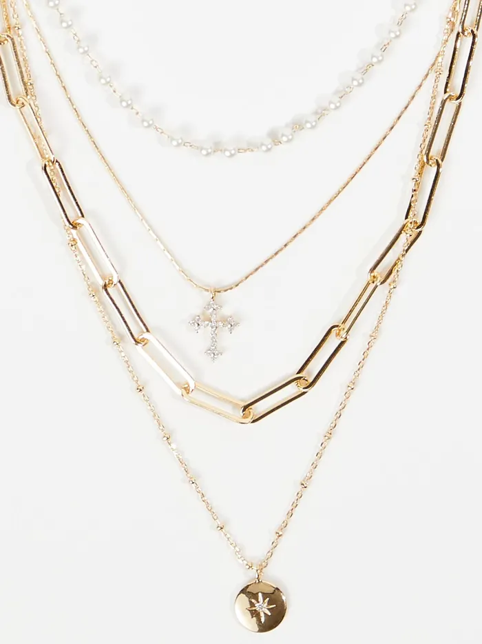 Dainty Pearl Pendant Layered Necklace Gold Women Altar039d State Jewelry