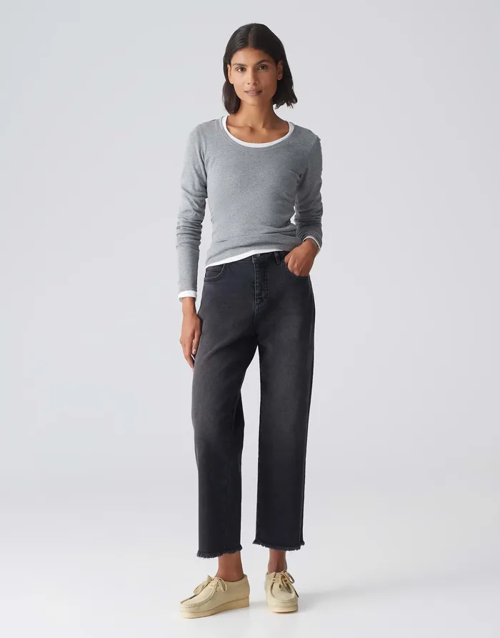 Damen Boyfriend Jeans LANI DARK Mid Rise mit Stretch Jeans OPUS