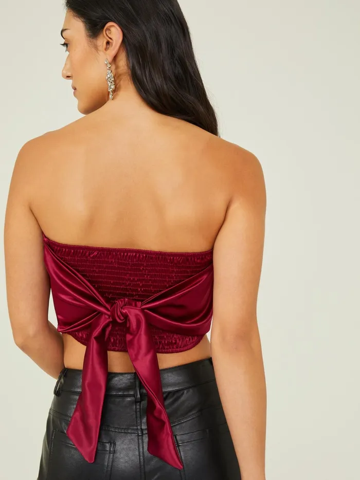 Darla Satin Tube Top Burgundy Women Altar039d State Tanks