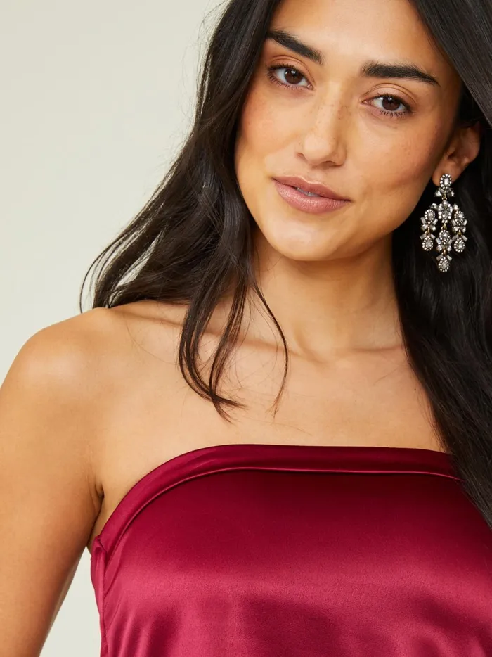 Darla Satin Tube Top Burgundy Women Altar039d State Tanks
