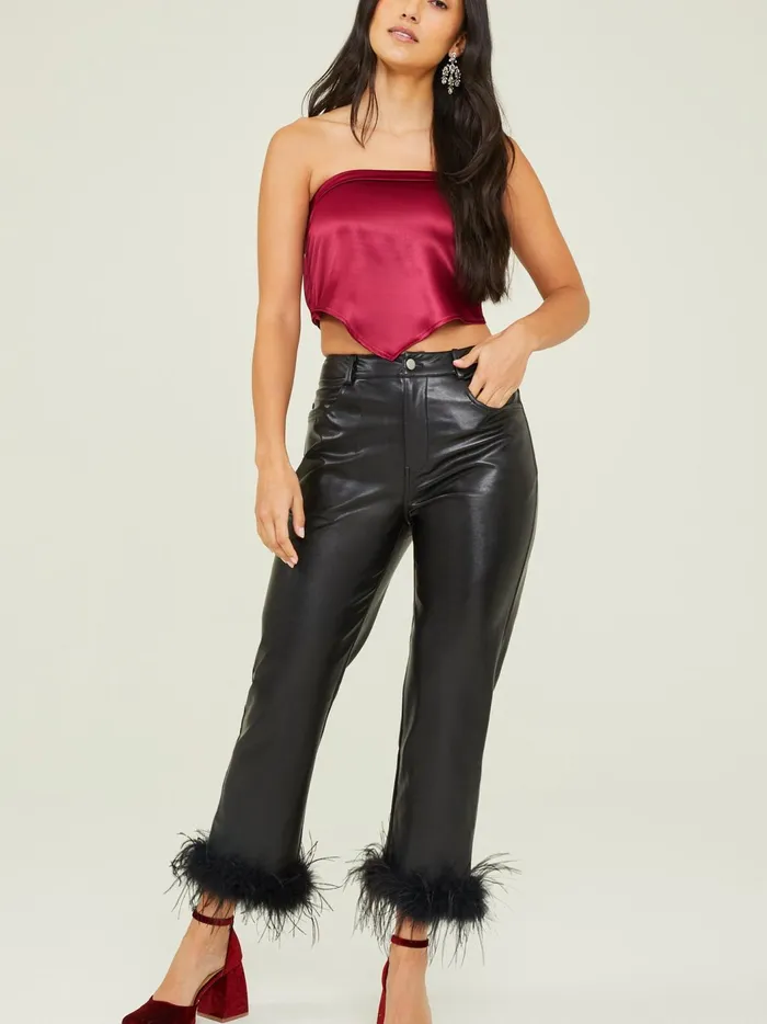 Darla Satin Tube Top Burgundy Women Altar039d State Tanks