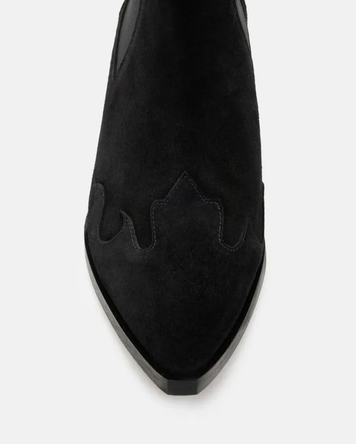 Dellaware Pointed Suede Western Boots Black Women AllSaints Shoes and Boots