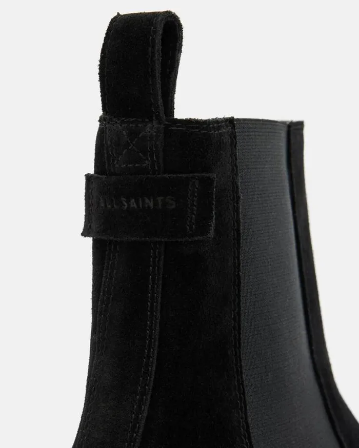 Dellaware Pointed Suede Western Boots Black Women AllSaints Shoes and Boots