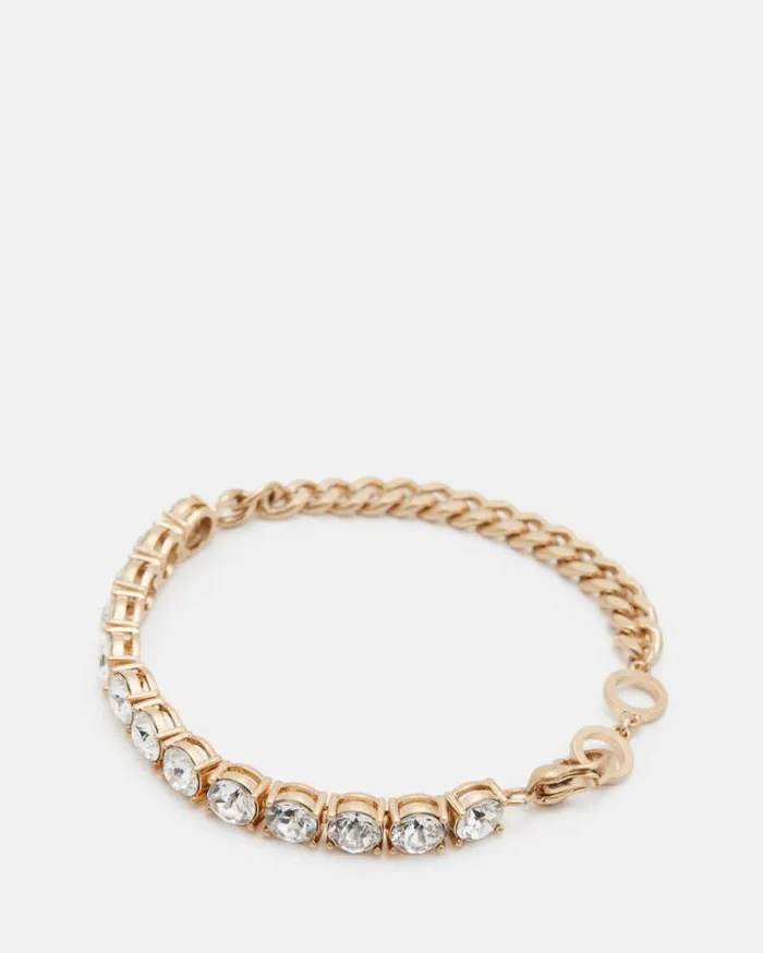 Delmy Crystal Curb Chain Bracelet Warm Brasscrystal Women AllSaints Jewelry