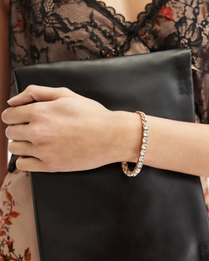 Delmy Crystal Curb Chain Bracelet Warm Brasscrystal Women AllSaints Jewelry