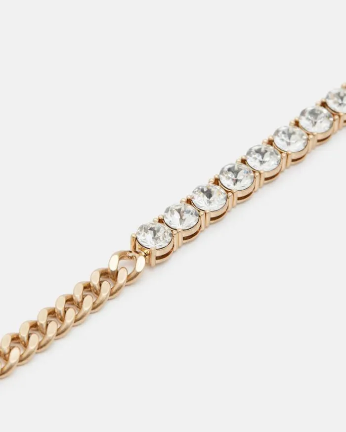 Delmy Crystal Curb Chain Bracelet Warm Brasscrystal Women AllSaints Jewelry