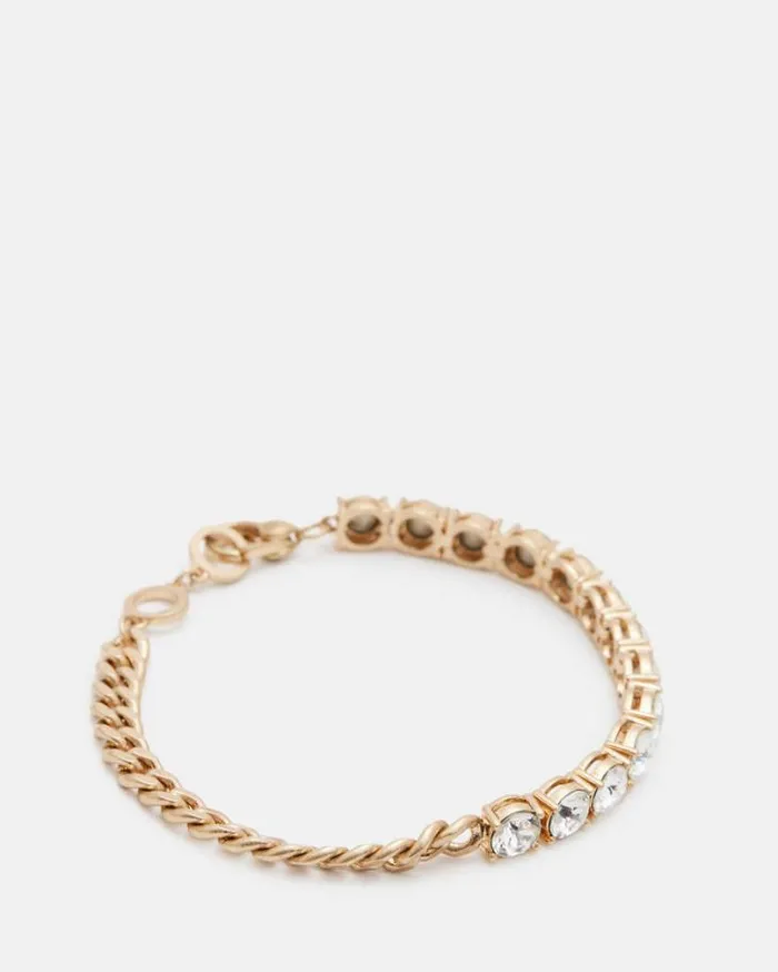 Delmy Crystal Curb Chain Bracelet Warm Brasscrystal Women AllSaints Jewelry