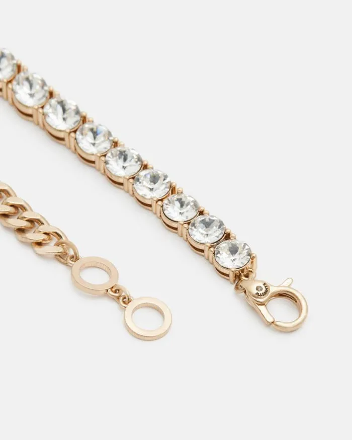 Delmy Crystal Curb Chain Bracelet Warm Brasscrystal Women AllSaints Jewelry