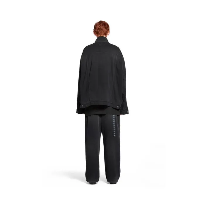 Denim Size Sticker Jacket In Black WomenMen Balenciaga Coats and Jackets