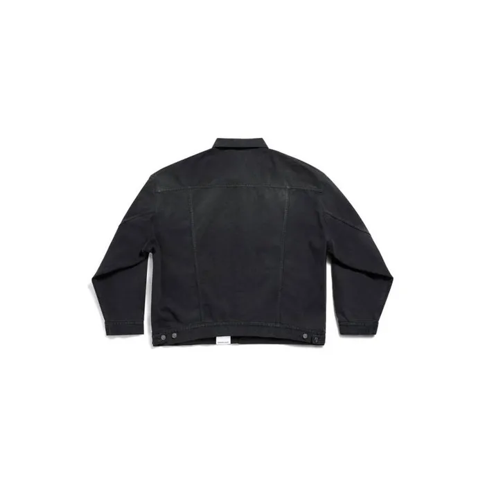 Denim Size Sticker Jacket In Black WomenMen Balenciaga Coats and Jackets