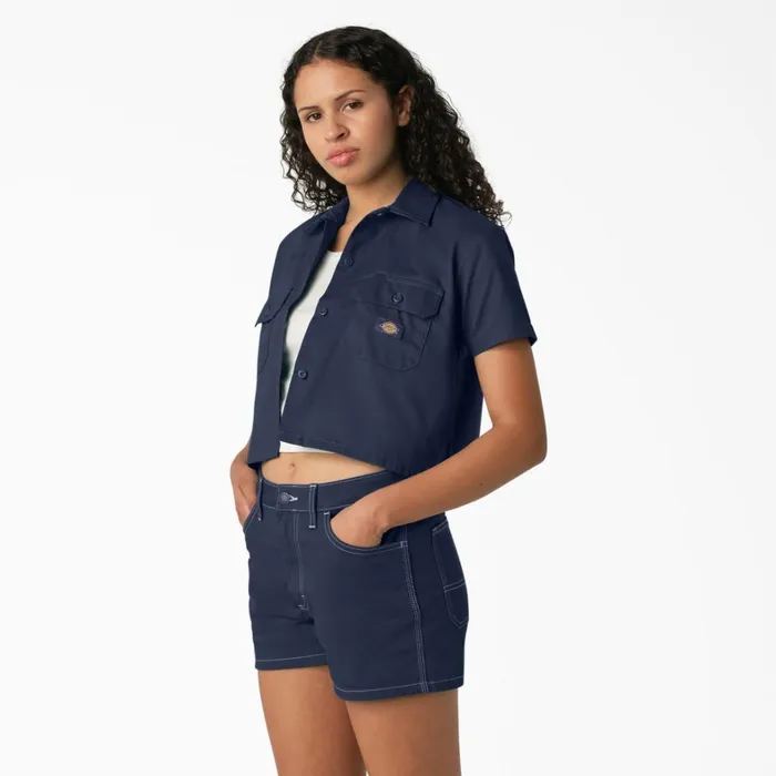 Dickies Button Up Women039s Cropped Work Shirt Ink Navy Ink Navy ik 8211 Women Dickies Button Up Women039s Cropped Work Shirt Ink Navy Ink Navy ik 8211 Women