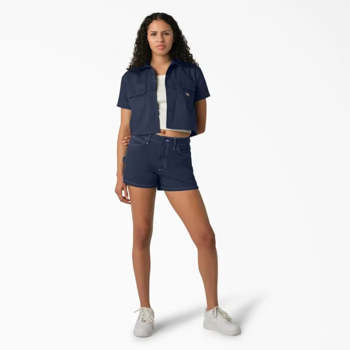 Dickies Button Up Women039s Cropped Work Shirt Ink Navy Ink Navy ik 8211 Women Dickies Button Up Women039s Cropped Work Shirt Ink Navy Ink Navy ik 8211 Women