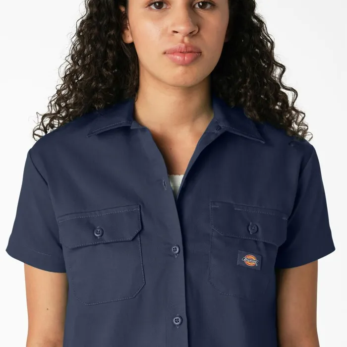 Dickies Button Up Women039s Cropped Work Shirt Ink Navy Ink Navy ik 8211 Women Dickies Button Up Women039s Cropped Work Shirt Ink Navy Ink Navy ik 8211 Women