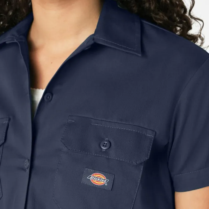 Dickies Button Up Women039s Cropped Work Shirt Ink Navy Ink Navy ik 8211 Women Dickies Button Up Women039s Cropped Work Shirt Ink Navy Ink Navy ik 8211 Women