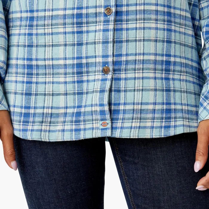 Dickies Button Up Women039s Plaid Flannel Long Sleeve Shirt Clear BlueOrchard Plaid Clear Blueorchard Plaid b2y 8211 Women Dickies Button Up Women039s Plaid Flannel Long Sleeve Shirt Clear BlueOrchard Plaid Clear Blueorchard Plaid b2y 8211 Women