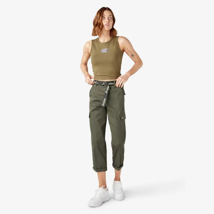 Dickies Cargo Women039s Relaxed Fit Cropped Cargo Pants Olive Green Olive Green og 8211 Women