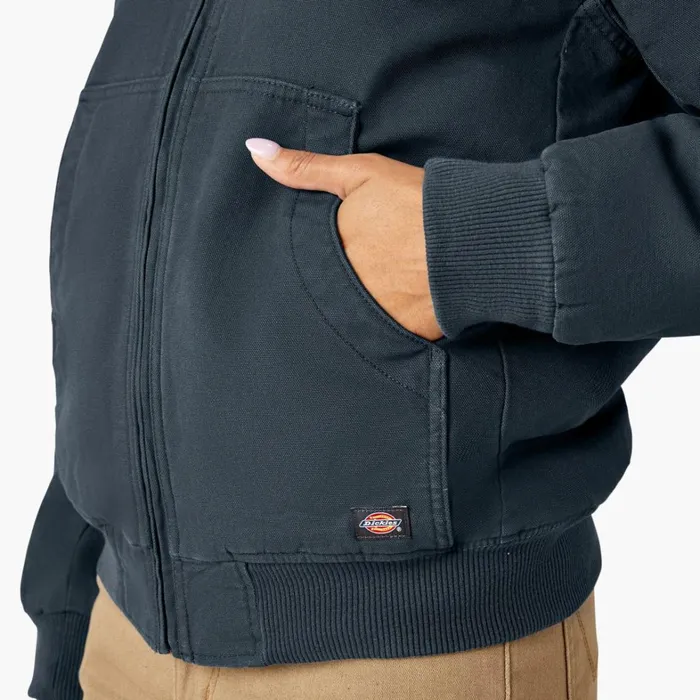 Dickies Coats and Jackets Women039s Fleece Lined Duck Canvas Jacket Rinsed Diesel Gray Rinsed Diesel Gray ryg 8211 Women