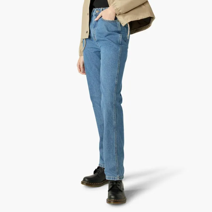Dickies Jeans Womens Houston Relaxed Fit Jeans Chambray Light Blue Chambray Light Blue clb 8211 Women