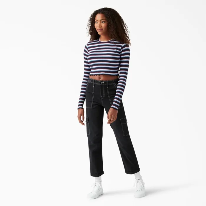 Dickies Long Sleeve TShirts Women039s Striped Long Sleeve Cropped TShirt WineJacaranda Baby Stripe Winejacaranda Baby Stripe wsj 8211 Women Dickies Long Sleeve TShirts Women039s Striped Long Sleeve Cropped TShirt WineJacaranda Baby Stripe Winejacaranda Baby Stripe wsj 8211 Women