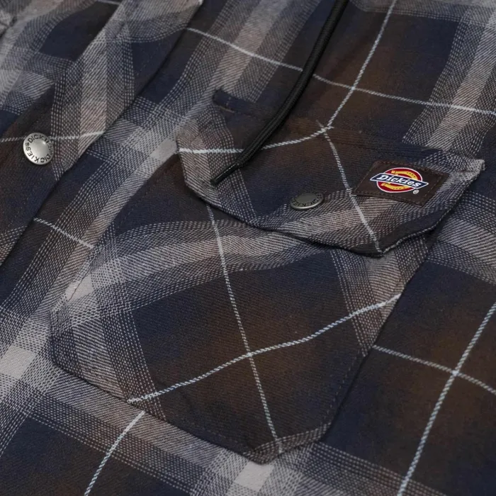 Dickies Outerwear Water Repellent Flannel Hooded Shirt Jacket Ink NavyChocolate Brown Plaid Ink Navychocolate Brown Plaid b1y 8211 Men