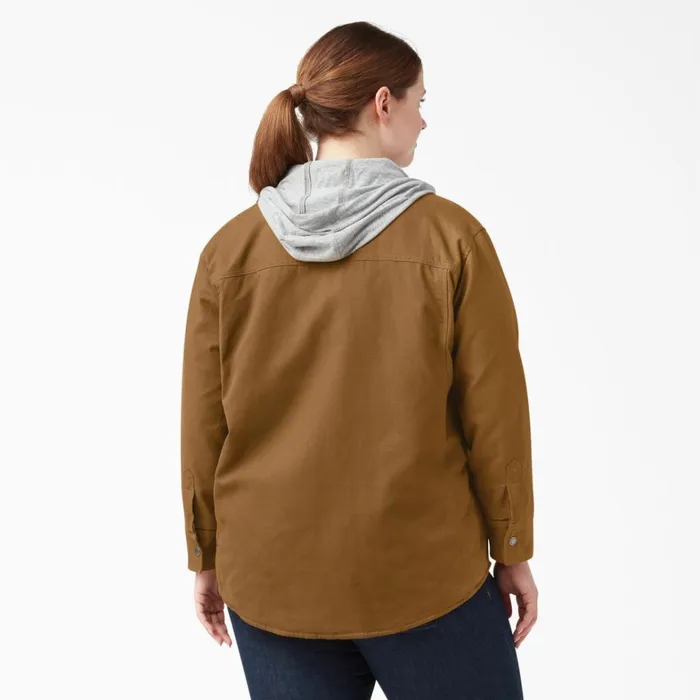 Dickies Shirt Jackets Womens Plus Duck Hooded Shirt Jacket Brown Duck Brown Duck bd 8211 Women