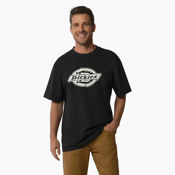 Dickies TShirts Short Sleeve Heavyweight Logo TShirt Black Black kbk 8211 Men