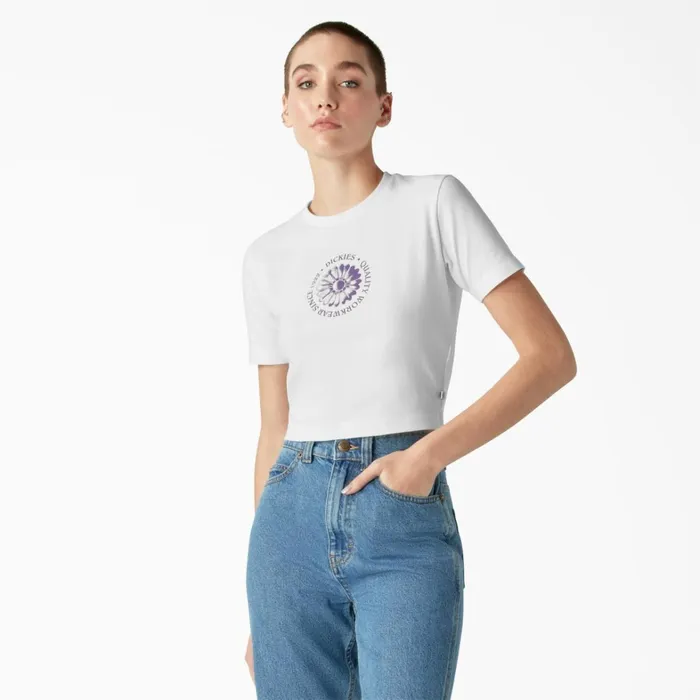 Dickies TShirts Women039s Garden Plain Cropped TShirt White White wh 8211 Women
