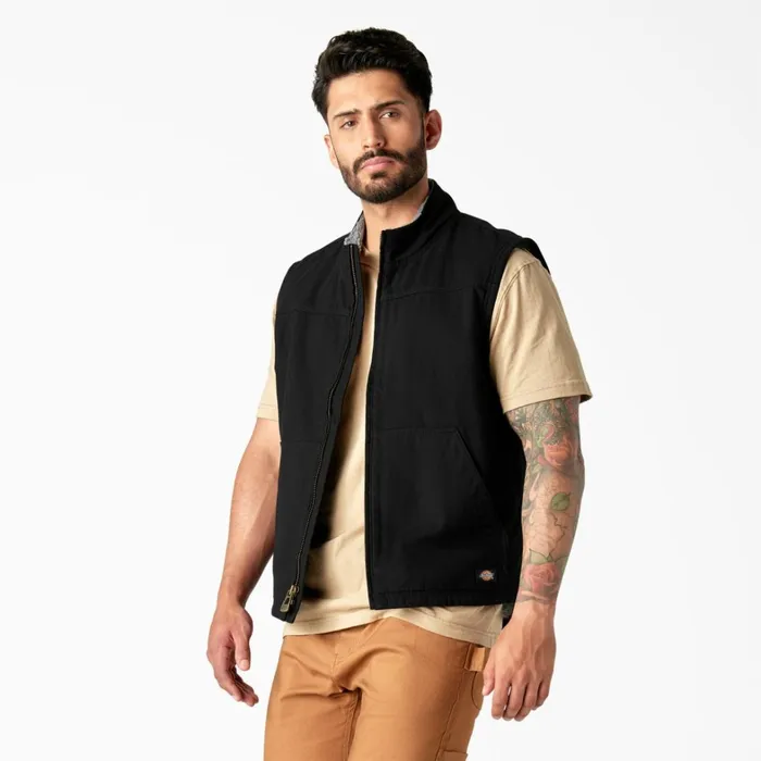 Dickies Vests Duck Canvas High Pile Fleece Lined Vest Rinsed Black Rinsed Black rbkx 8211 Men Dickies Vests Duck Canvas High Pile Fleece Lined Vest Rinsed Black Rinsed Black rbkx 8211 Men
