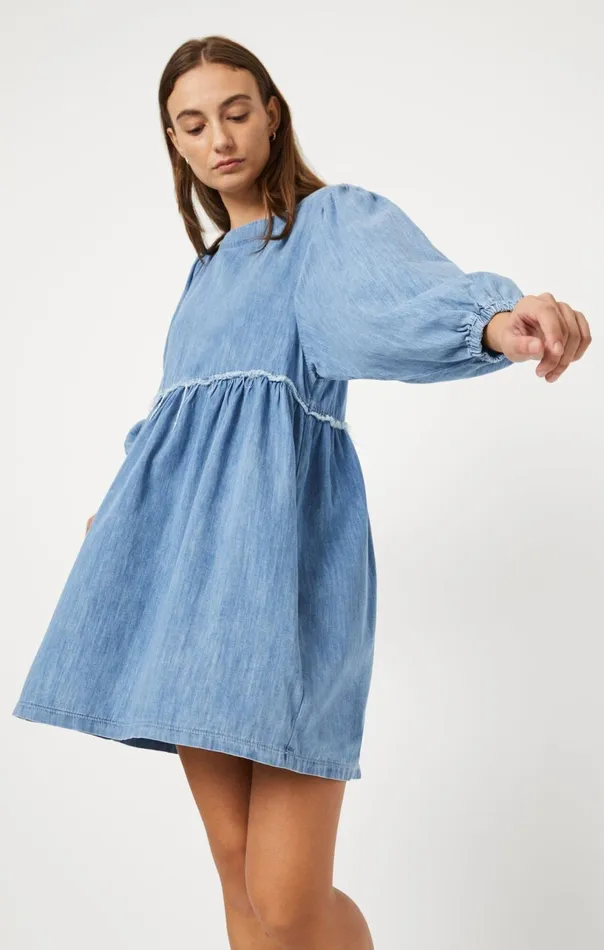 Dory Dress In Mid Blue Light Denim Women Mavi Jeans Dresses and Skirts