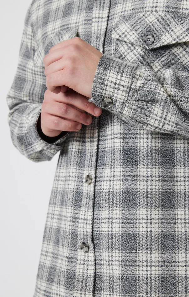Double Pocket Check Shirt In Grey Marl CHeck Men Mavi Jeans Jackets Double Pocket Check Shirt In Grey Marl CHeck Men Mavi Jeans Jackets