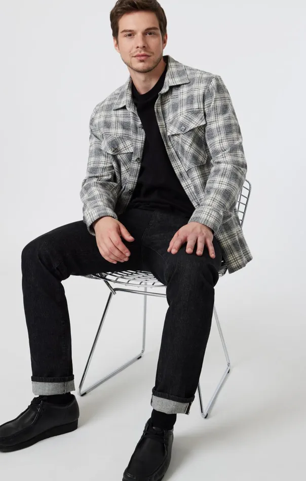 Double Pocket Check Shirt In Grey Marl CHeck Men Mavi Jeans Jackets Double Pocket Check Shirt In Grey Marl CHeck Men Mavi Jeans Jackets