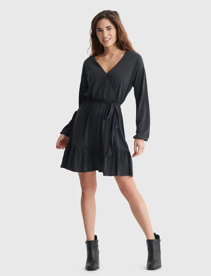 Dresses Lucky Brand Women Sandwash Surplice Dress Lucky Black