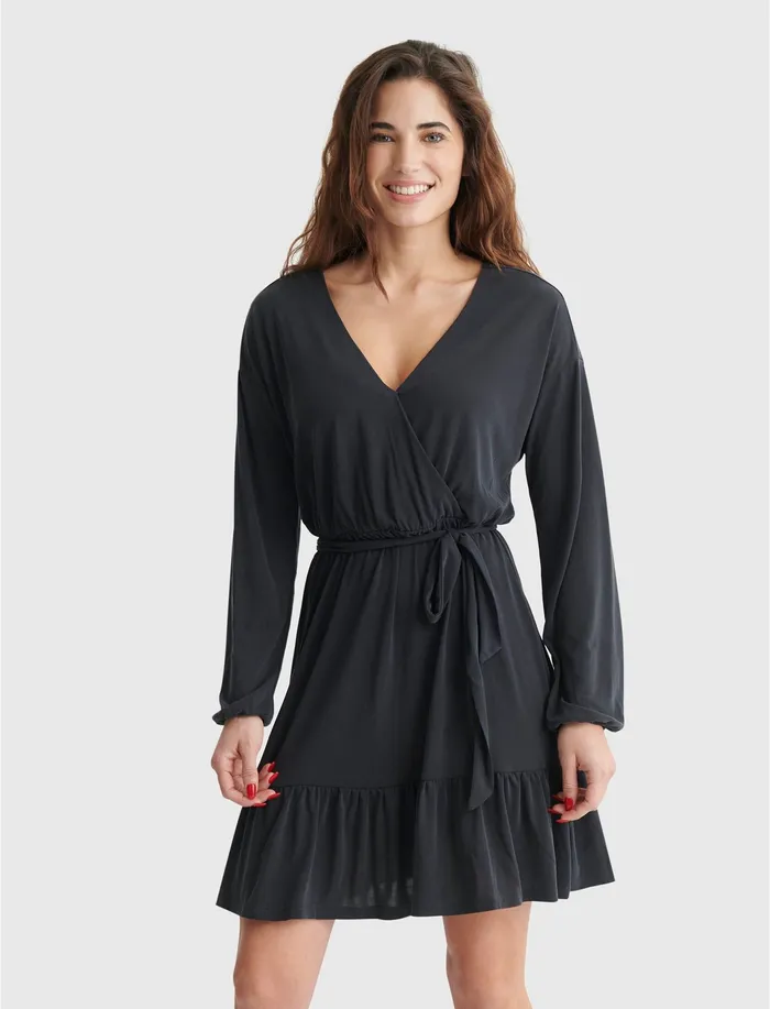 Dresses Lucky Brand Women Sandwash Surplice Dress Lucky Black