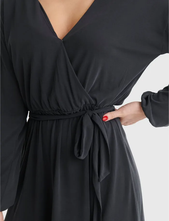 Dresses Lucky Brand Women Sandwash Surplice Dress Lucky Black