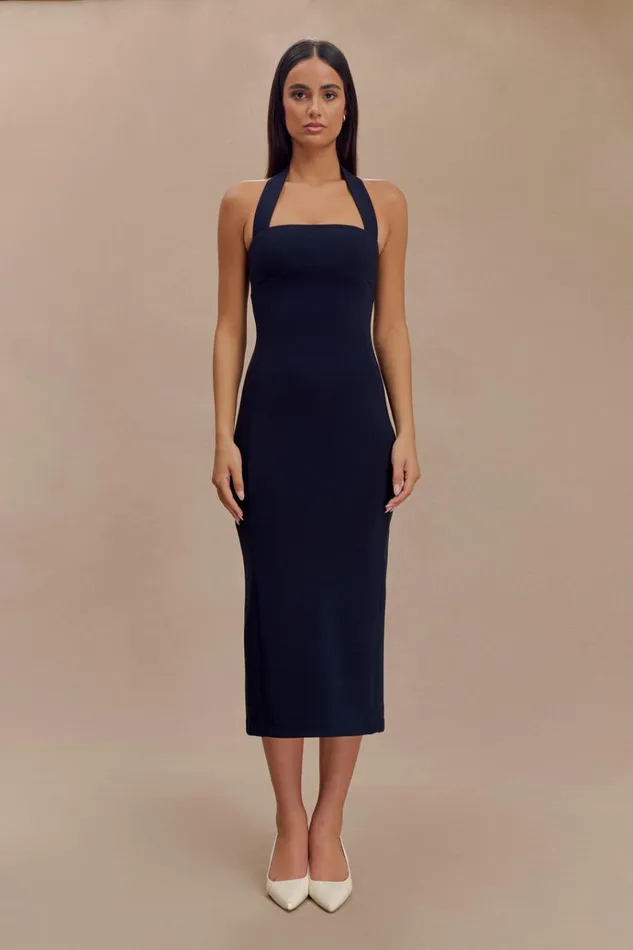 Dresses Women Meshki Amelita Suiting Halter Midi Dress 8211 Navy