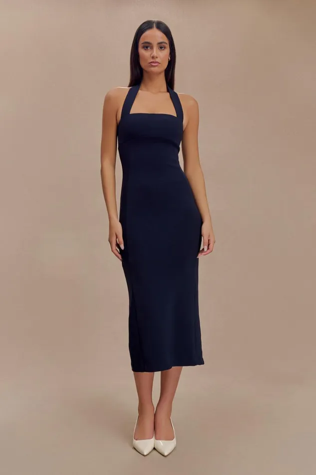 Dresses Women Meshki Amelita Suiting Halter Midi Dress 8211 Navy