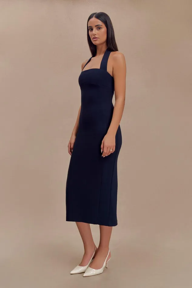 Dresses Women Meshki Amelita Suiting Halter Midi Dress 8211 Navy