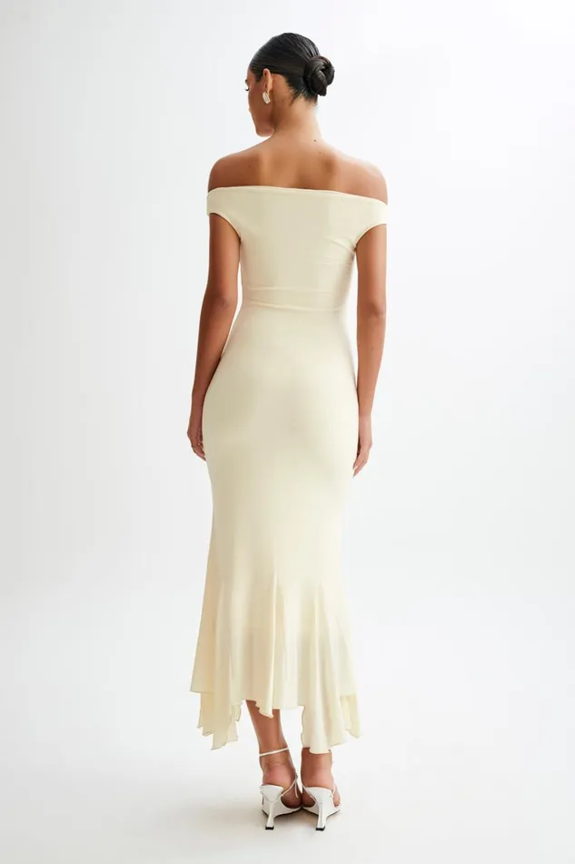 Dresses Women Meshki Analina Slinky Handkerchief Midi Dress 8211 Lemon Sherbet