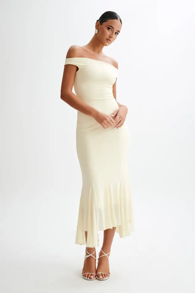 Dresses Women Meshki Analina Slinky Handkerchief Midi Dress 8211 Lemon Sherbet