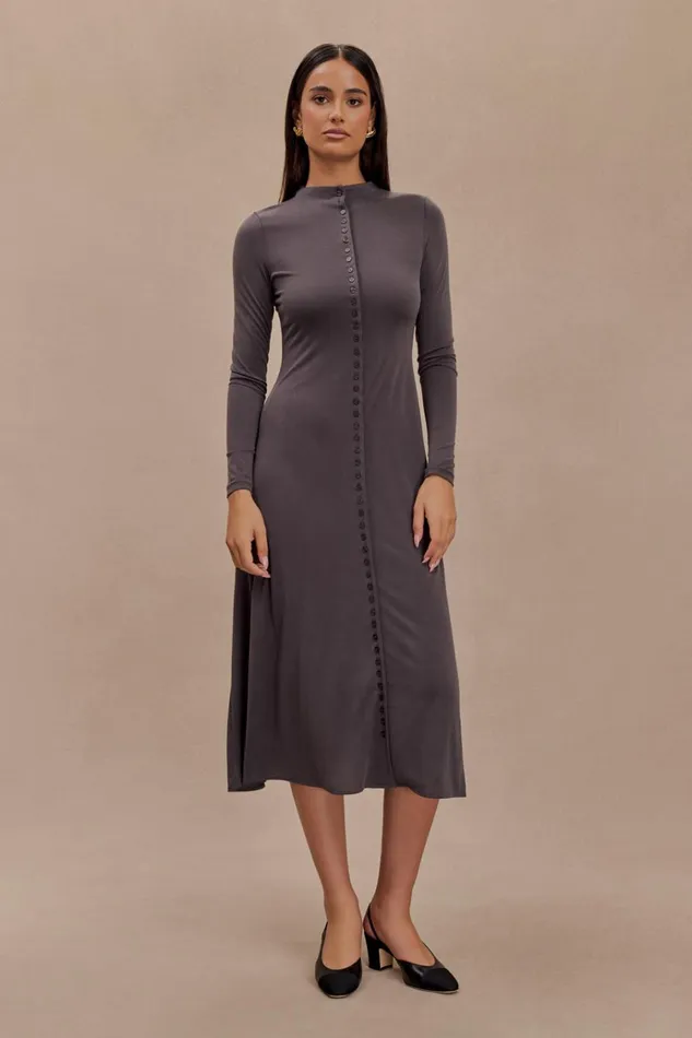 Dresses Women Meshki Anders Peached Jersey Midi Dress 8211 Charcoal