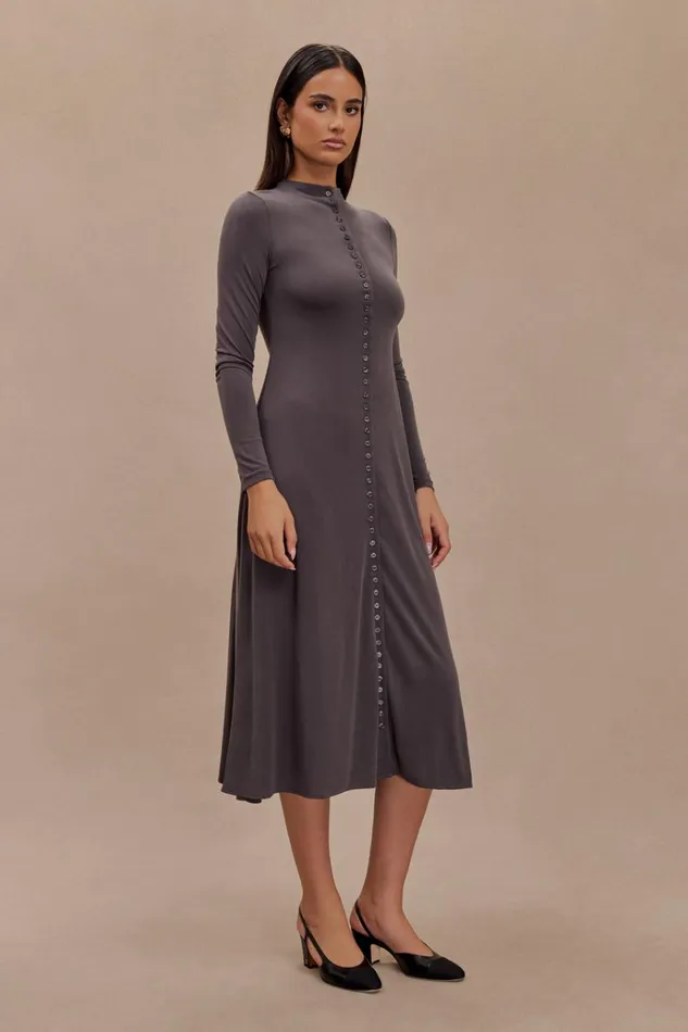 Dresses Women Meshki Anders Peached Jersey Midi Dress 8211 Charcoal