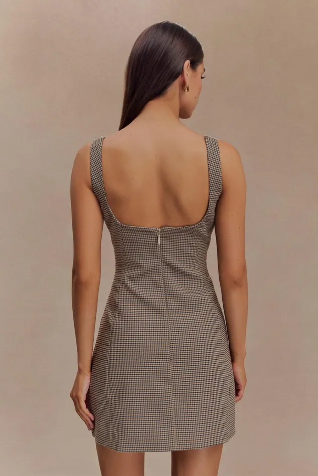 Dresses Women Meshki Beth Mini Dress 8211 Tan Check