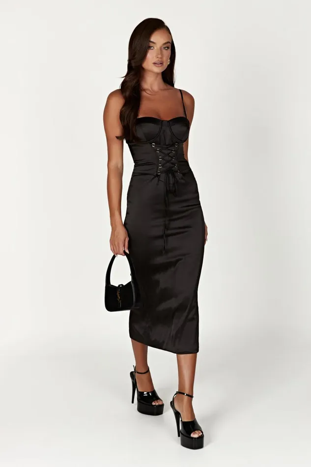 Dresses Women Meshki Camelia Corset Midi Dress 8211 Black