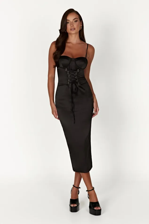 Dresses Women Meshki Camelia Corset Midi Dress 8211 Black