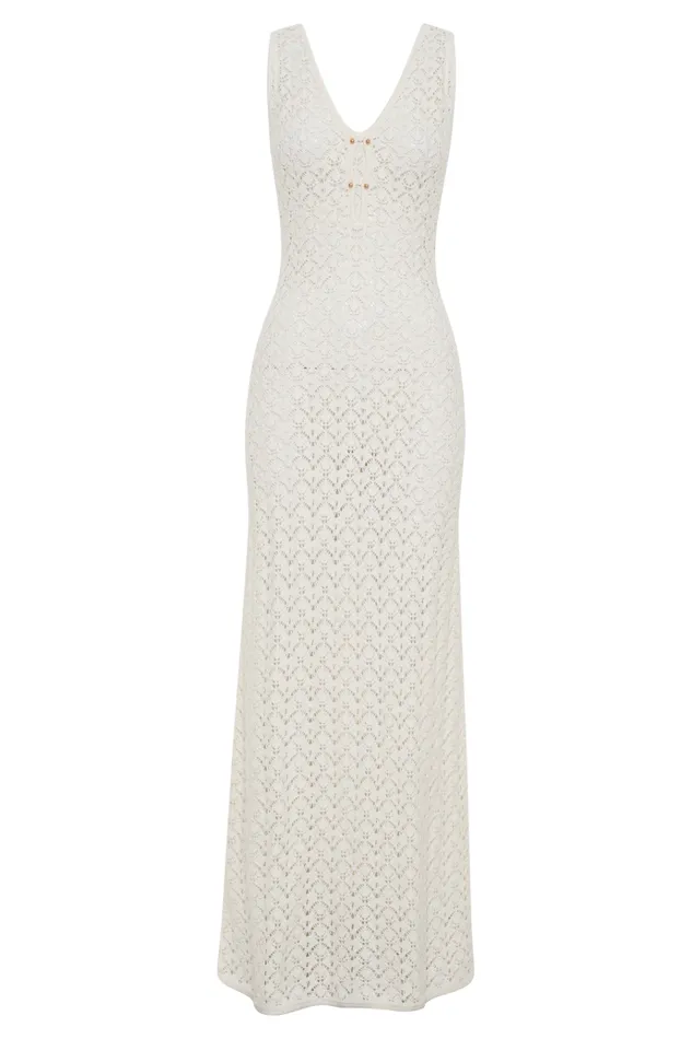 Dresses Women Meshki Carter Crochet Sleeveless Maxi Dress 8211 White