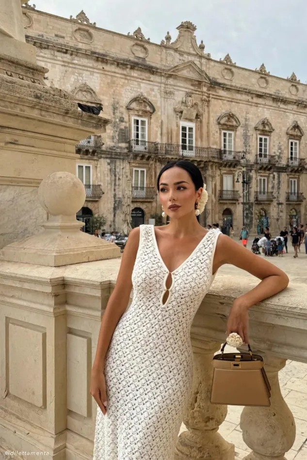 Dresses Women Meshki Carter Crochet Sleeveless Maxi Dress 8211 White