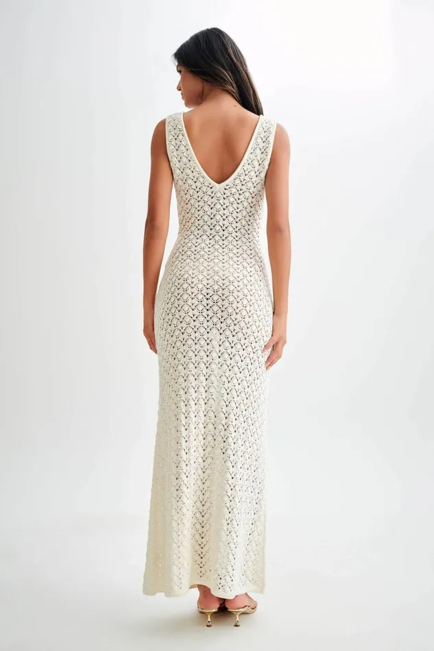 Dresses Women Meshki Carter Crochet Sleeveless Maxi Dress 8211 White