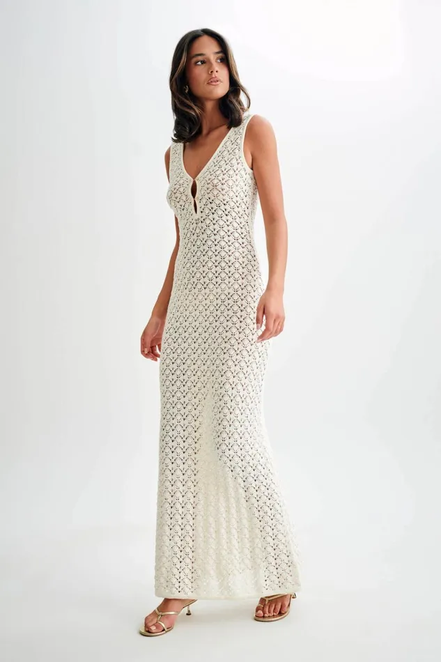 Dresses Women Meshki Carter Crochet Sleeveless Maxi Dress 8211 White